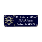 Gold Glitter Snowflake Return-adreslabel Etiket (Voorkant)