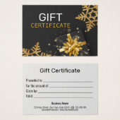 Gold Glitter Snowflakes Cadebox Black Cadeaukaart Visitekaartje (Voorkant /achterkant)