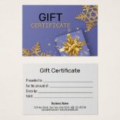 Gold Glitter Snowflakes Gift Bow Blue Cadeaukaart Visitekaartje (Voorkant /achterkant)