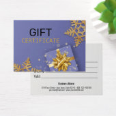 Gold Glitter Snowflakes Gift Bow Blue Cadeaukaart Visitekaartje (Bureau)