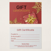 Gold Glitter Snowflakes Gift Box Red Cadeaukaart Visitekaartje (Voorkant /achterkant)