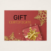 Gold Glitter Snowflakes Gift Box Red Cadeaukaart Visitekaartje (Voorkant)