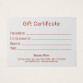 Gold Glitter Snowflakes Gift Box Red Cadeaukaart Visitekaartje (Achterkant)