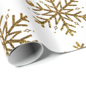 Gold Glitter Snowflakes kerstcadeautje Cadeaupapier (Rol Hoek)