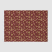 Gold Glitter Snowflakes op Dark Maroon Red Tissuepapier (Voorkant)