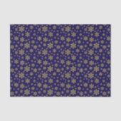 Gold Glitter Snowflakes op donkerblauw Tissuepapier (Voorkant)