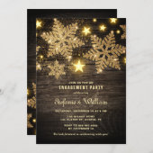 Gold Glitter Snowflakes Rustige Engagement Party Kaart (Voorkant / Achterkant)