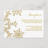 Gold Glitter Snowflakes Winter Reception Card Informatiekaartje (Voorkant)
