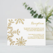 Gold Glitter Snowflakes Winter Reception Card Informatiekaartje (Staand voorkant)