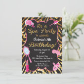 Gold glitter Spa Birthday party Kaart (Staand voorkant)