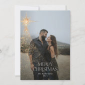 Gold glitter spargel-blauw-kerstfeest feestdagenkaart (Voorkant)