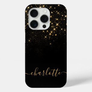 Gold Glitter Sparking Elegant Glamoureus Script iPhone 15 Pro Case