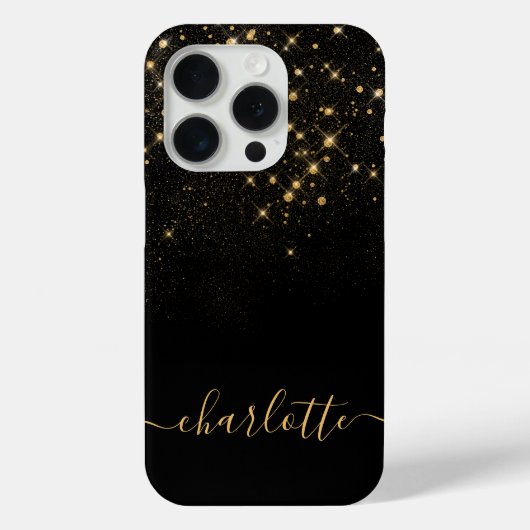 Gold Glitter Sparking Elegant Glamoureus Script Case-Mate iPhone Case (Achterkant)