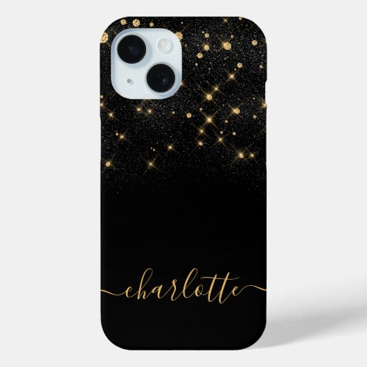 Gold Glitter Sparking Elegant Glamoureus Script Case-Mate iPhone Case (Achterkant)