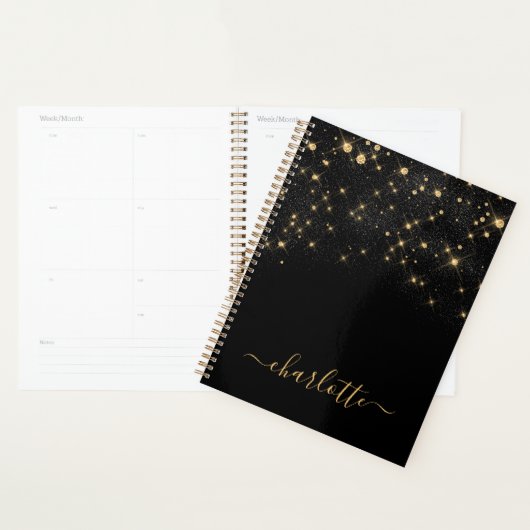 Gold Glitter Sparking Elegant Glamoureus Script Planner (Display)