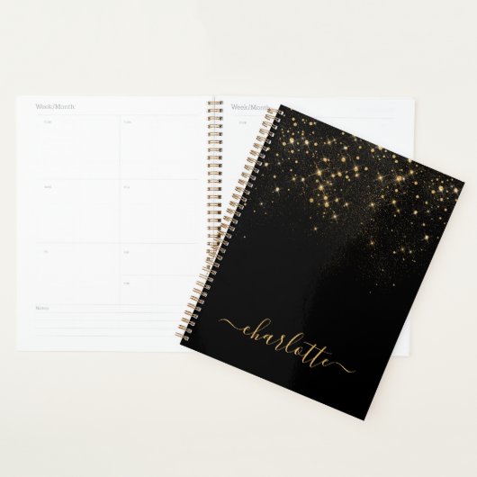 Gold Glitter Sparking Elegant Glamoureus Script Planner (Display)