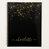 Gold Glitter Sparking Elegant Glamoureus Script Planner (Voorkant)