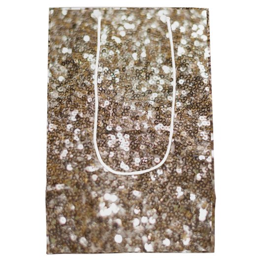 Gold Glitter Sparking Glam Girly Glitzy Medium Cadeauzakje (Achterkant)