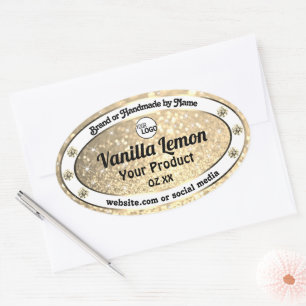 Gold Glitter Sparking Jewels Product Labels Logo