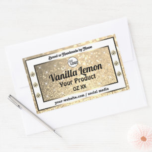 Gold Glitter Sparking Jewels Product Labels Logo