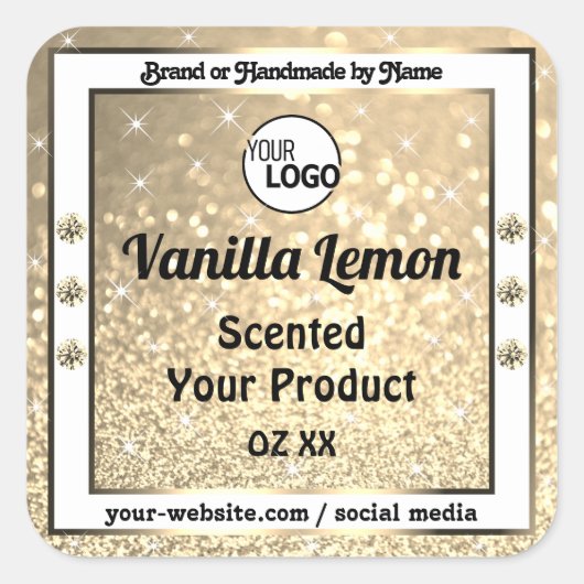 Gold Glitter Sparking Jewels Product Labels Logo (Voorkant)