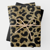 Gold glitter sparkle &black leopard print pattern inpakpapier vel (In situ)
