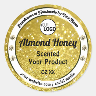 Gold Glitter Sparkle Diamonds — Logo op producteti Ronde Sticker
