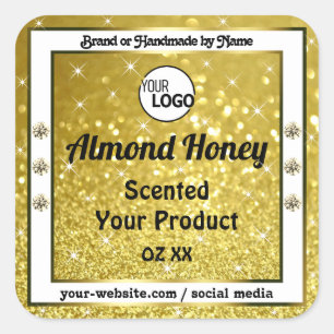 Gold Glitter Sparkle Diamonds — Logo op producteti Vierkante Sticker