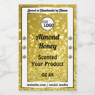 Gold Glitter Sparkle Diamonds — Logo op producteti Voedselcontainer Etiket