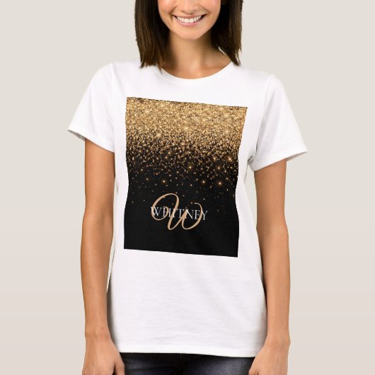 Gold Glitter Sparkle Elegant Luxury Texture T-shirt (Voorkant)