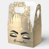 Gold Glitter Sparkle Eyelashes Monogram Naam Bedankdoosjes (Geopend)