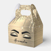 Gold Glitter Sparkle Eyelashes Monogram Naam Bedankdoosjes (Voorkant Zijde)