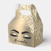 Gold Glitter Sparkle Eyelashes Monogram Naam Bedankdoosjes (Voorkant Zijde)