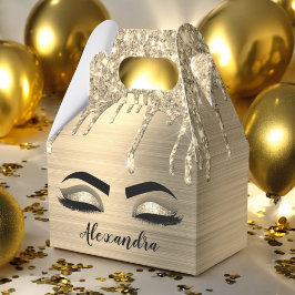 Gold Glitter Sparkle Eyelashes Monogram Naam Bedankdoosjes