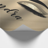 Gold Glitter Sparkle Eyelashes Monogram Naam Cadeaupapier (Hoek)