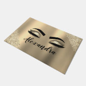 Gold Glitter Sparkle Eyelashes Monogram Naam Deurmat (Schuin)