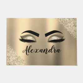 Gold Glitter Sparkle Eyelashes Monogram Naam Deurmat