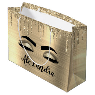 Gold Glitter Sparkle Eyelashes Monogram Naam Groot Cadeauzakje