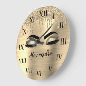 Gold Glitter Sparkle Eyelashes Monogram Naam Grote Klok (Hoek)