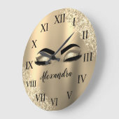 Gold Glitter Sparkle Eyelashes Monogram Naam Grote Klok (Hoek)