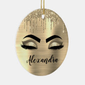 Gold Glitter Sparkle Eyelashes Monogram Naam Keramisch Ornament (Rechts)