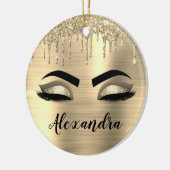 Gold Glitter Sparkle Eyelashes Monogram Naam Keramisch Ornament (Links)