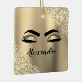 Gold Glitter Sparkle Eyelashes Monogram Naam Keramisch Ornament (Rechts)