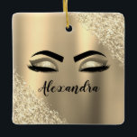 Gold Glitter Sparkle Eyelashes Monogram Naam Keramisch Ornament<br><div class="desc">Goud Faux Folie Metallic Sparkle Glitter Borhed Metal Monogram Name and Initiaal Eyelashes (Lashes),  Eyelash Extensions and Eyes Kerstversient. Het ontwerp maakt het perfecte mooie cadeau van 16 jaar,  bruiloft,  vrijgezellenfeest,  verjaardag,  baby shower of vrijgezellenfeest voor iemand die op zoek is naar een trendy coole stijl.</div>