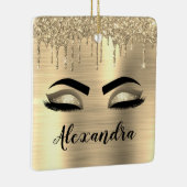 Gold Glitter Sparkle Eyelashes Monogram Naam Keramisch Ornament (Rechts)