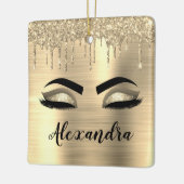 Gold Glitter Sparkle Eyelashes Monogram Naam Keramisch Ornament (Links)