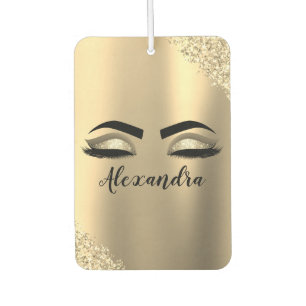 Gold Glitter Sparkle Eyelashes Monogram Naam Luchtverfrisser
