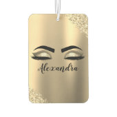 Gold Glitter Sparkle Eyelashes Monogram Naam Luchtverfrisser (Achterkant)