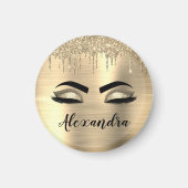 Gold Glitter Sparkle Eyelashes Monogram Naam Magneet (Voorkant)