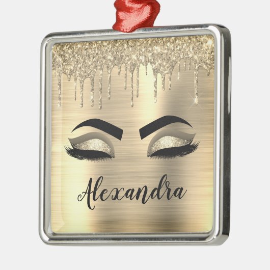 Gold Glitter Sparkle Eyelashes Monogram Naam Metalen Ornament (Links)